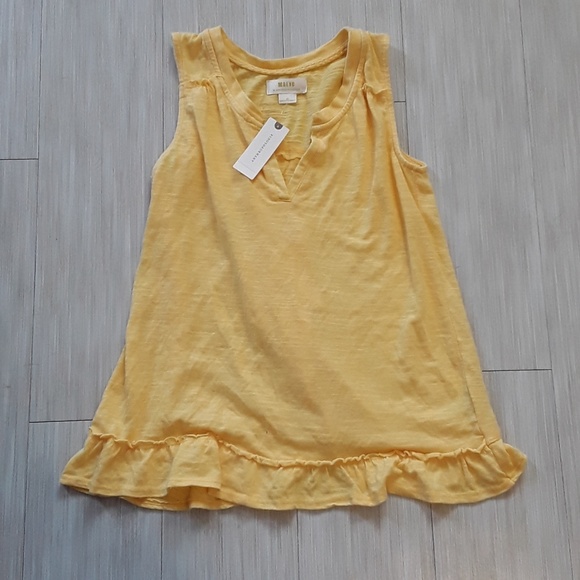 Anthro Yellow Ruffle Back Tank - Picture 2 of 3